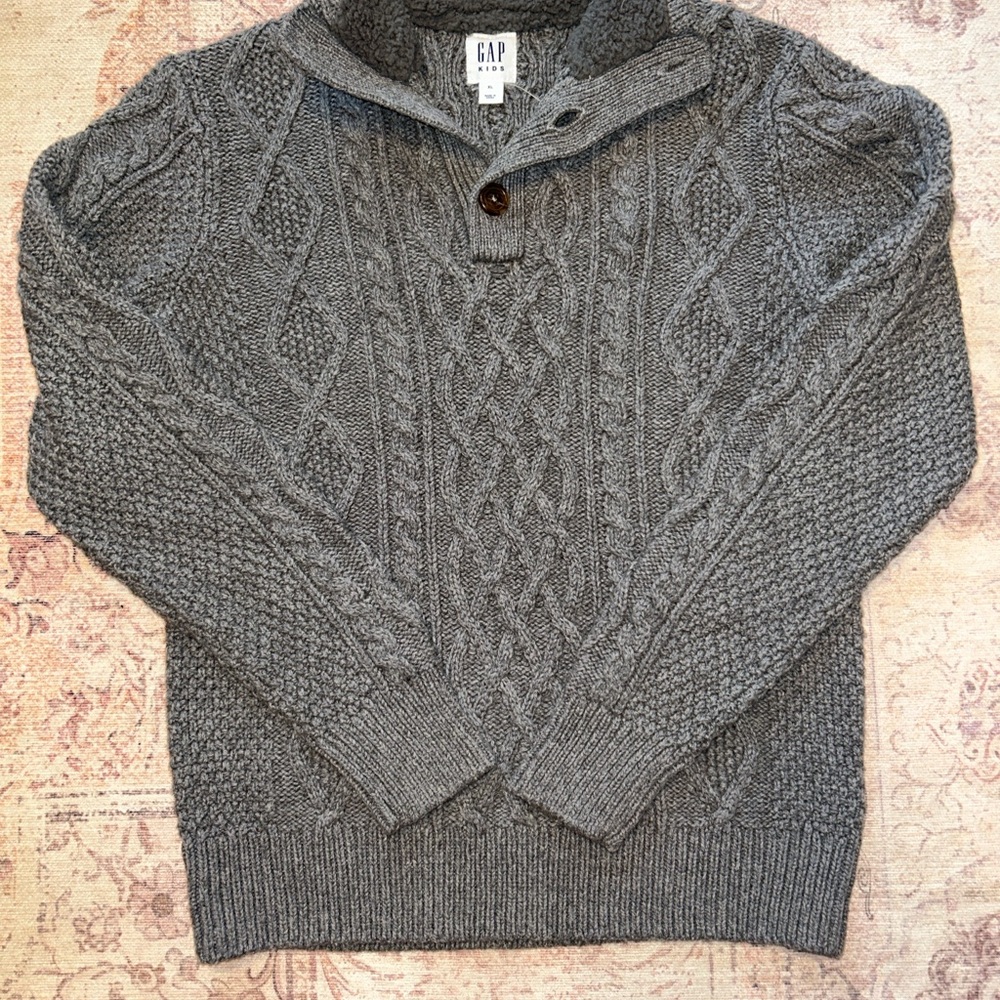 GAP Kids Gray Cable Knit Sweater (NWT) (Size XL)